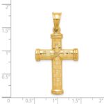 14k Hollow Diamond-cut Cross Pendant - Image 4