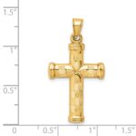 14k Hollow Diamond-cut Cross Pendant - Image 4