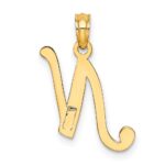 14KY Script Letter N Initial Pendant - Image 4