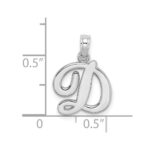 14KW White Gold Script Letter D Initial Pendant - Image 3