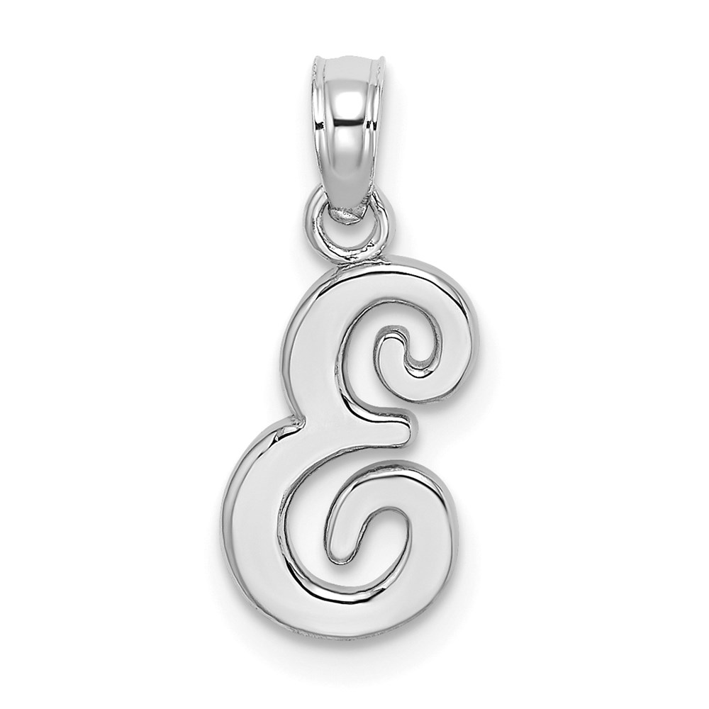 K6422WE.jpg 14KW White Gold Script Letter E Initial Pendant - Image 1
