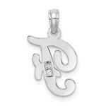 14KW White Gold Script Letter F Initial Pendant - Image 4
