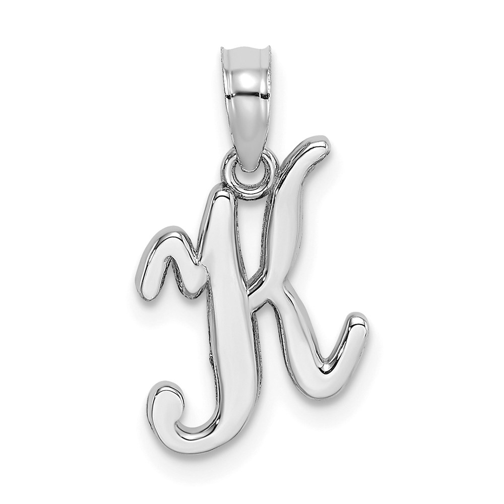 K6422WK.jpg 14KW White Gold Script Letter K Initial Pendant - Image 1