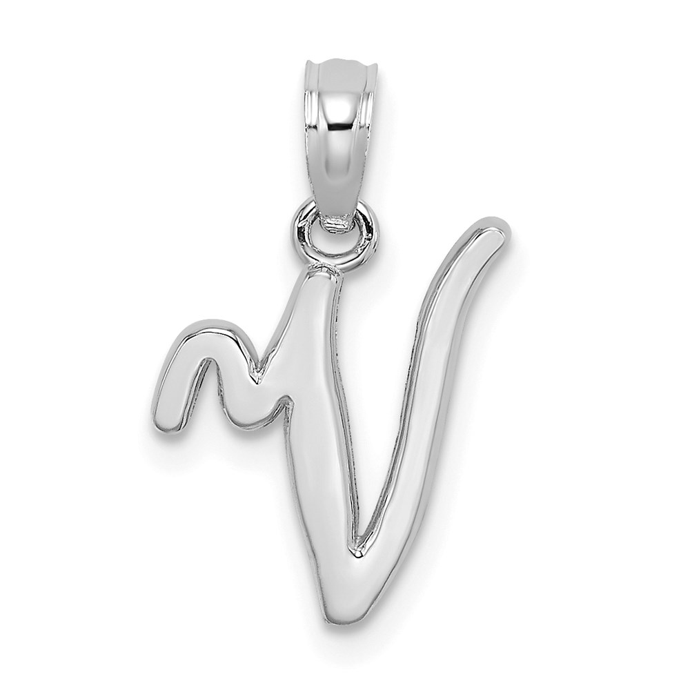 K6422WV.jpg 14KW White Gold Script Letter V Initial Pendant - Image 1