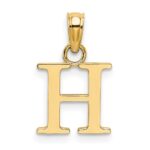 14K Polished Block Letter H Initial Pendant - Image 4