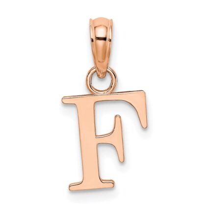 14K Rose Gold Polished Block Letter F Initial Pendant