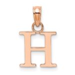 14K Rose Gold Polished Block Letter H Initial Pendant
