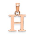 14K Rose Gold Polished Block Letter H Initial Pendant - Image 3