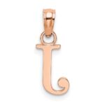 14K Rose Gold Polished Block Letter J Initial Pendant - Image 3