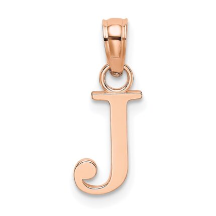 14K Rose Gold Polished Block Letter J Initial Pendant