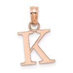 14K Rose Gold Polished Block Letter K Initial Pendant