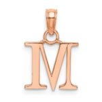 14K Rose Gold Polished Block Letter M Initial Pendant - Image 3