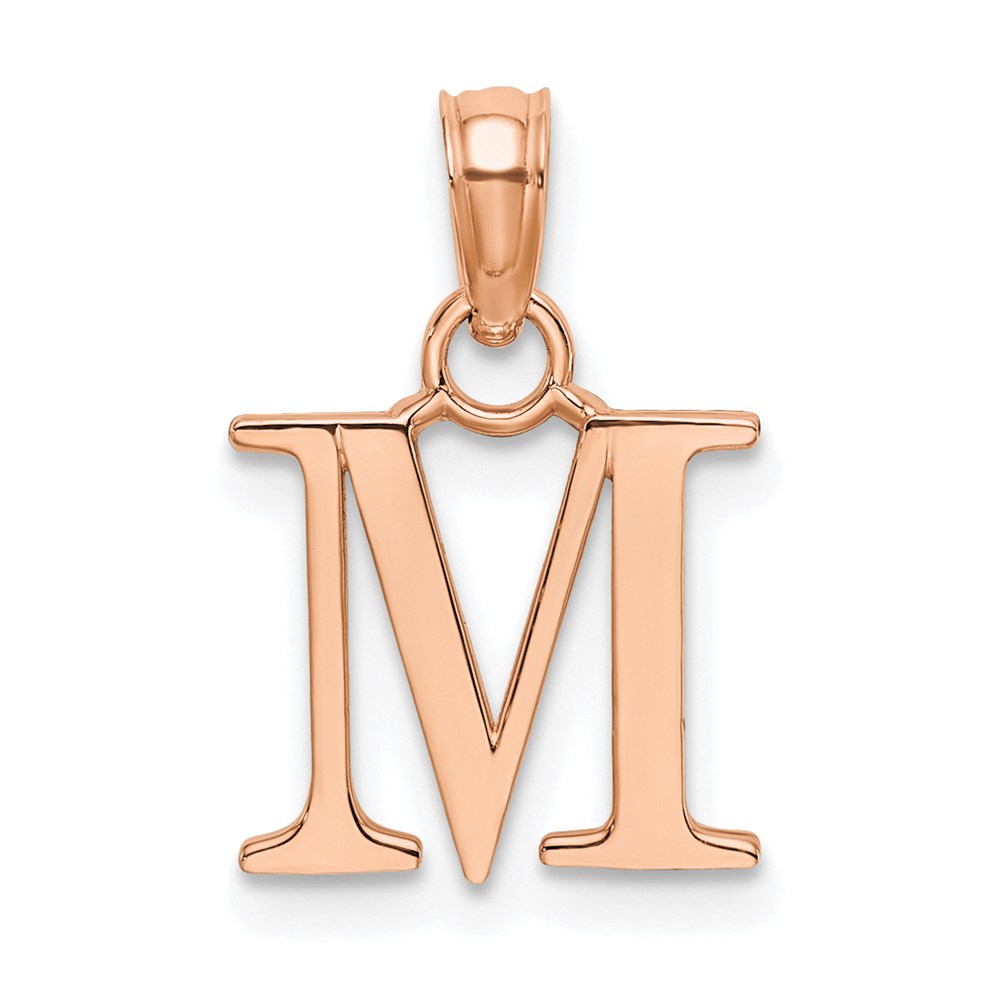 K6423RM.jpg 14K Rose Gold Polished Block Letter M Initial Pendant - Image 1