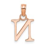 14K Rose Gold Polished Block Letter N Initial Pendant - Image 3