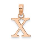 14K Rose Gold Polished Block Letter X Initial Pendant