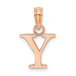14K Rose Gold Polished Block Letter Y Initial Pendant