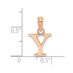 14K Rose Gold Polished Block Letter Y Initial Pendant - Image 4