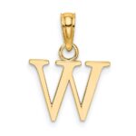 14K Polished Block Letter W Initial Pendant - Image 4