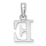 14K White Gold Polished Block Letter E Initial Pendant - Image 4