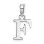 14K White Gold Polished Block Letter F Initial Pendant