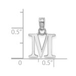 14K White Gold Polished Block Letter M Initial Pendant - Image 3