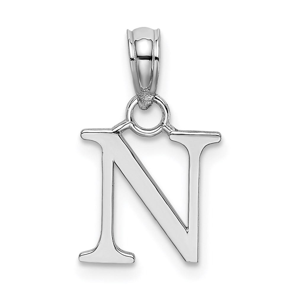 K6423WN.jpg 14K White Gold Polished Block Letter N Initial Pendant - Image 1