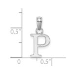 14K White Gold Polished Block Letter P Initial Pendant - Image 3
