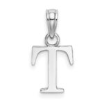 14K White Gold Polished Block Letter T Initial Pendant - Image 4