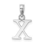 14K White Gold Polished Block Letter X Initial Pendant - Image 4