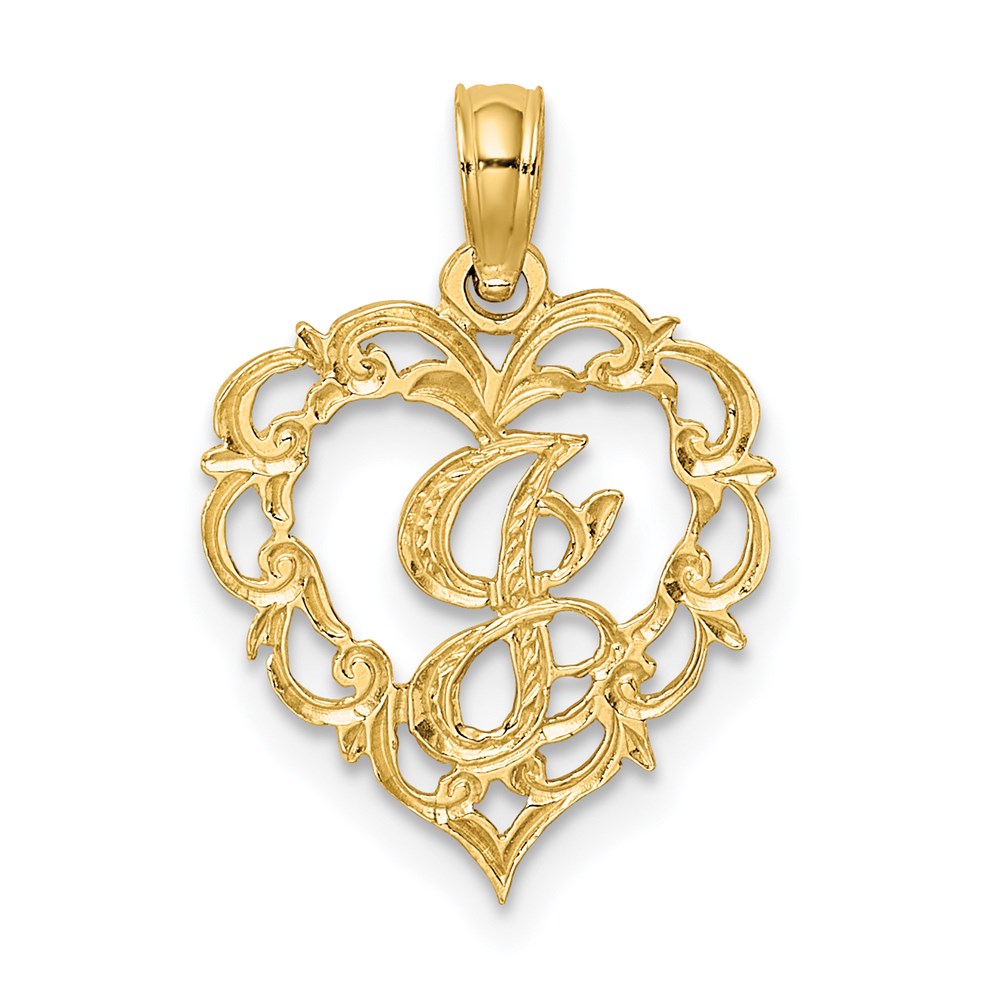 K6424J.jpg 14KY Heart Script Letter J Initial Charm - Image 1