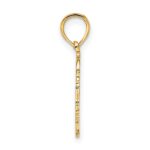 14KY Heart Script Letter V Initial Charm - Image 2