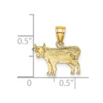 14K Flat and Textured Cow Charm - Image 3