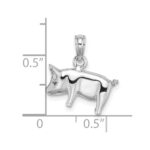 14K White Gold 3-D Polished Pig with Curly Tail Charm - Image 3