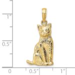 14K Textured Sitting Cat Charm - Image 3