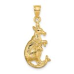14K 2-D Kangaroo with Baby in Pouch Pendant
