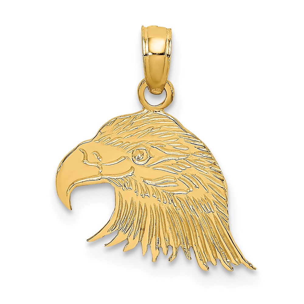 K6513.jpg 14K Textured Flat Eagle Head Charm - Image 1