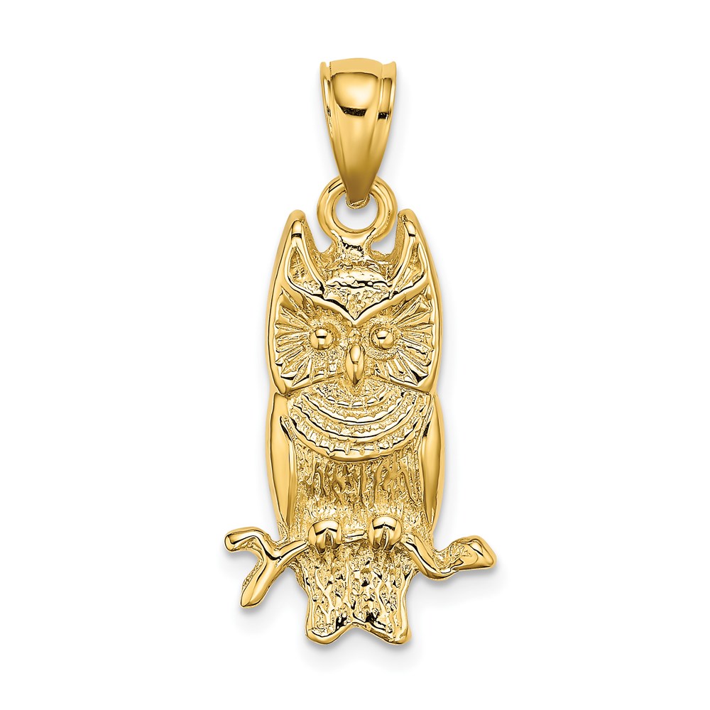 K6516.jpg 14K Textured Owl Charm - Image 1