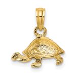 14K Polished and Textured Mini Turtle Charm - Image 4