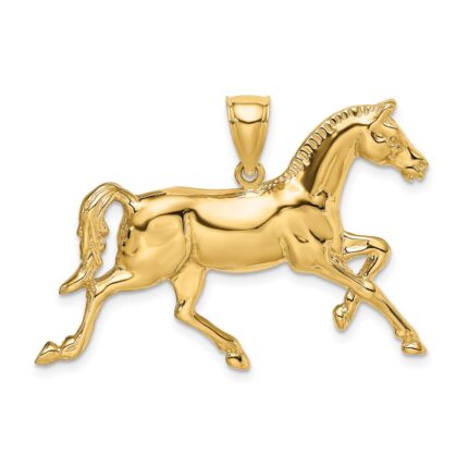 14K Polished Trotting Horse Charm