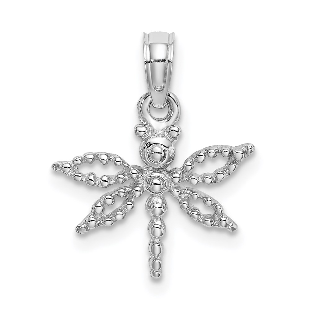 K6565W.jpg 14K White Gold 2-D Mini Dragonfly with Cut-out Wings Charm - Image 1