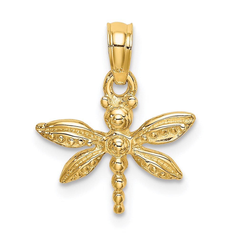 K6566.jpg 14K 2-D Mini Dragonfly with Solid Wings Charm - Image 1