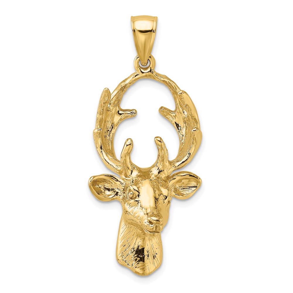 K6568.jpg 14K 3-D Deer Head 8-Point Buck Charm - Image 1