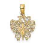 14K I HEART Butterfly Charm