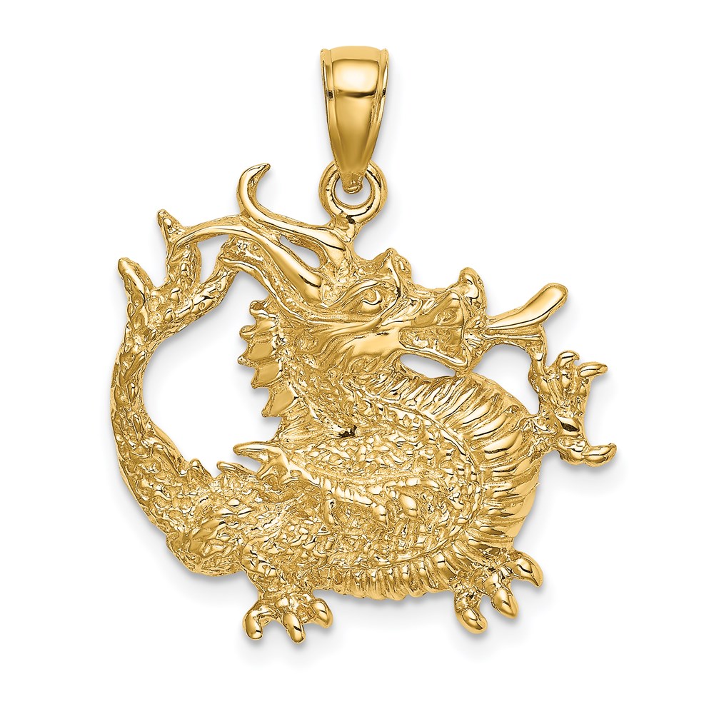 K6578.jpg 14K 2-D Textured Dragon Charm - Image 1