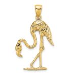 14K 3-D Textured Flamingo Charm