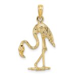 14K 3-D Textured Flamingo Charm
