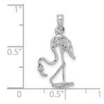 14K White Gold 3-D Textured Flamingo Charm - Image 3