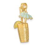 14K 3-D Cocktail Drink with Blue Enameled Umbrella and Lime Charm - Image 4