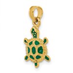 14K Small Green Enameled 3-D Land Turtle Charm - Image 5