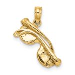 14k 3-D Yellow Enameled Sunglasses with Moveable Sides Pendant - Image 3